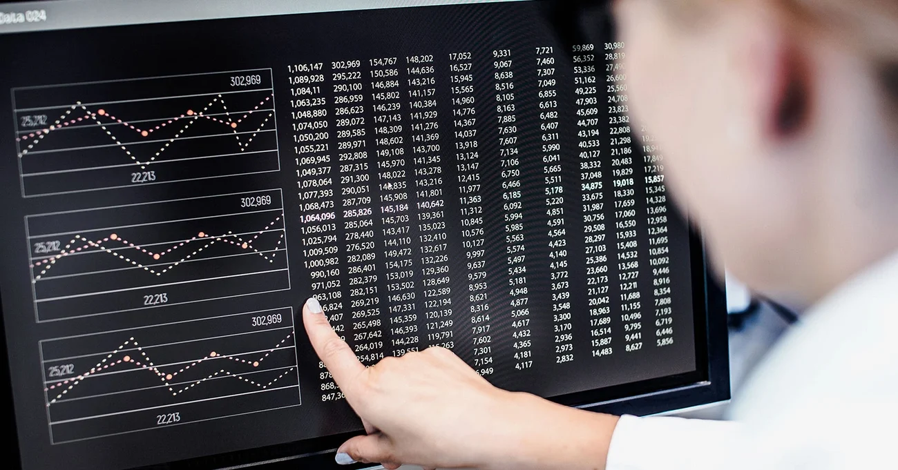 computer screen with data